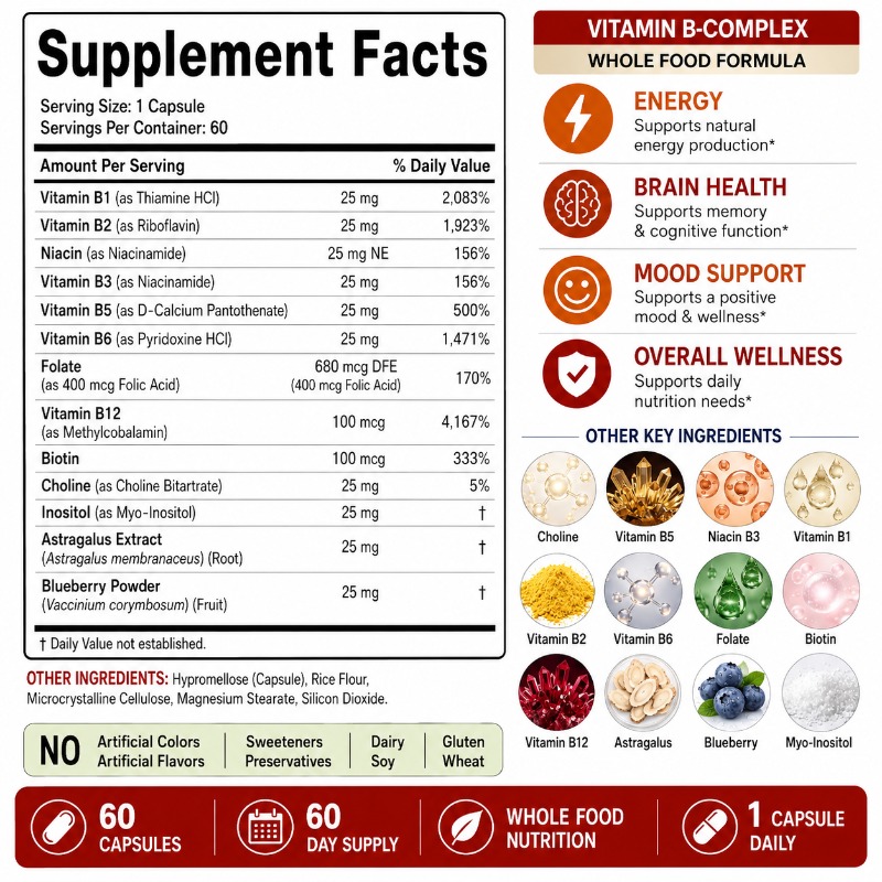 مكمل فيتامينات B المركبة مع ال - مراجعة Herbal Wellness Blend وسعره